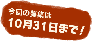 今回の募集は10月31日まで！